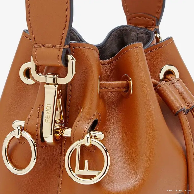 Affordable Logo Brown Leather Fendi Mon Mini In Calf Bag ROMA Tresor Bucket 0517